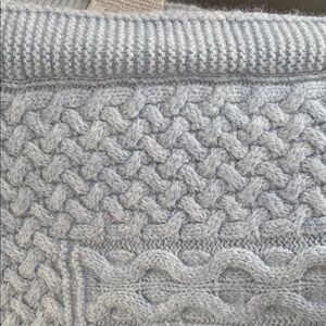 Blue White Cable Knit Wool Baby Blanket Soft Double sided